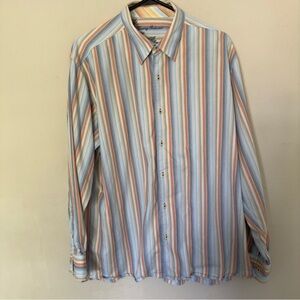 Tommy Bahama Long Sleeves Button Up Shirt Mens Size XL Striped Textured Colorful